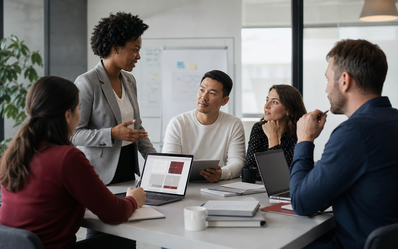 Pessoas numa sessão de formação e liderança